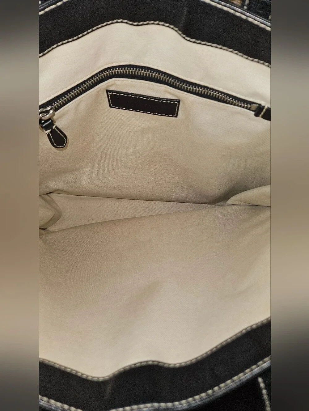 Burberry Canvas Tote with Black Trim